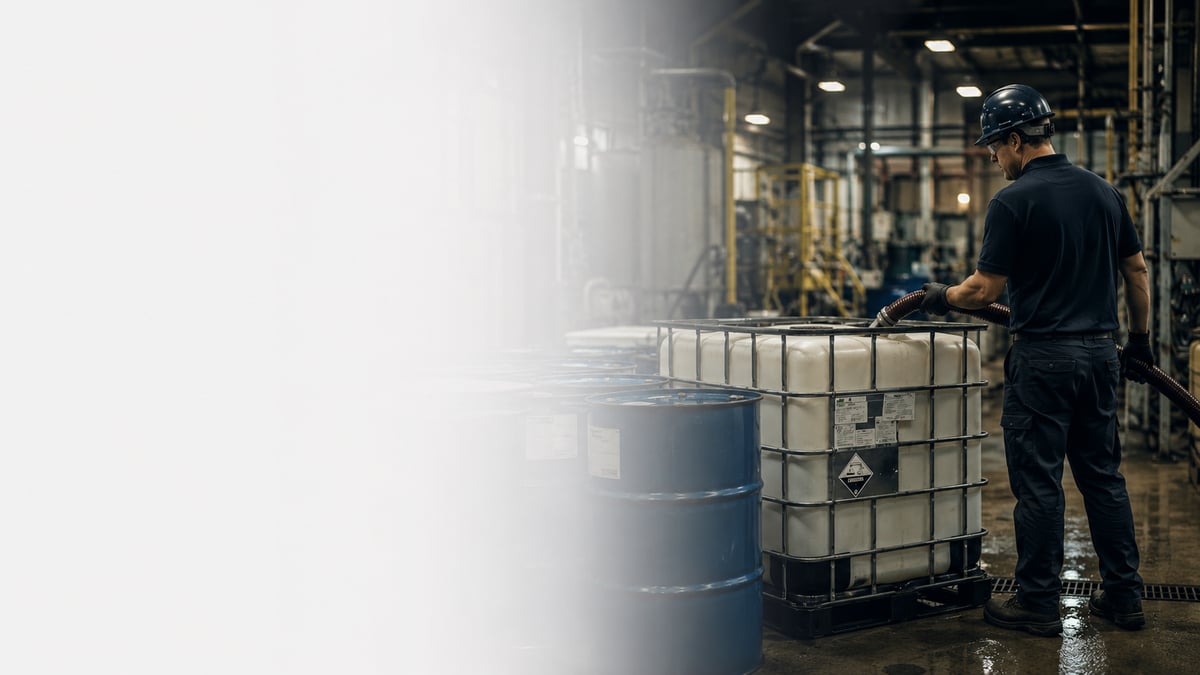 Industrial facility with liquid waste containers