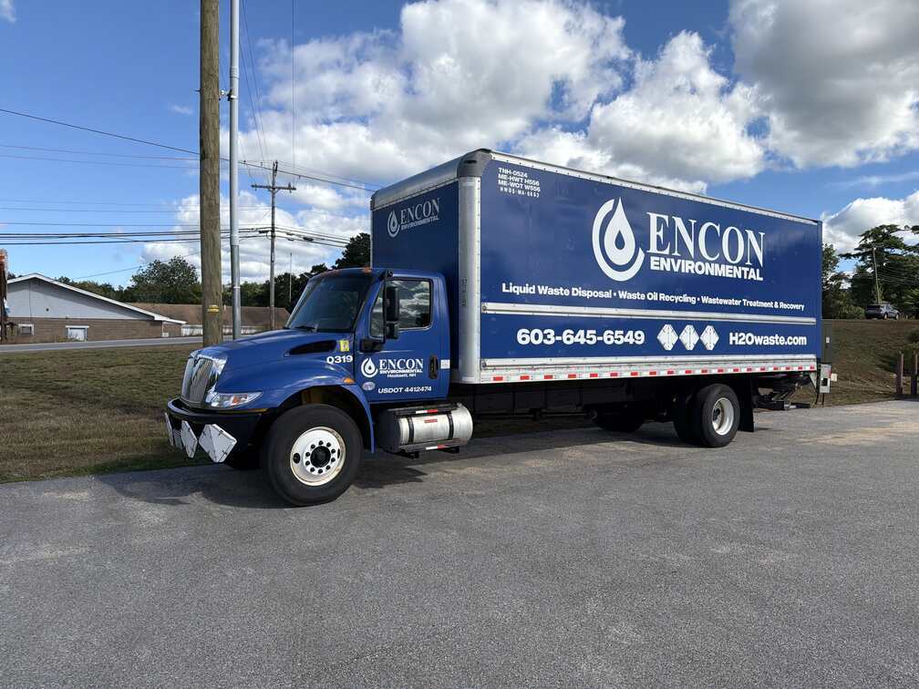 ENCON Environmental liftgate box truck used for drum and tote pickups