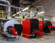 boilers at an industrial manufacturing plant