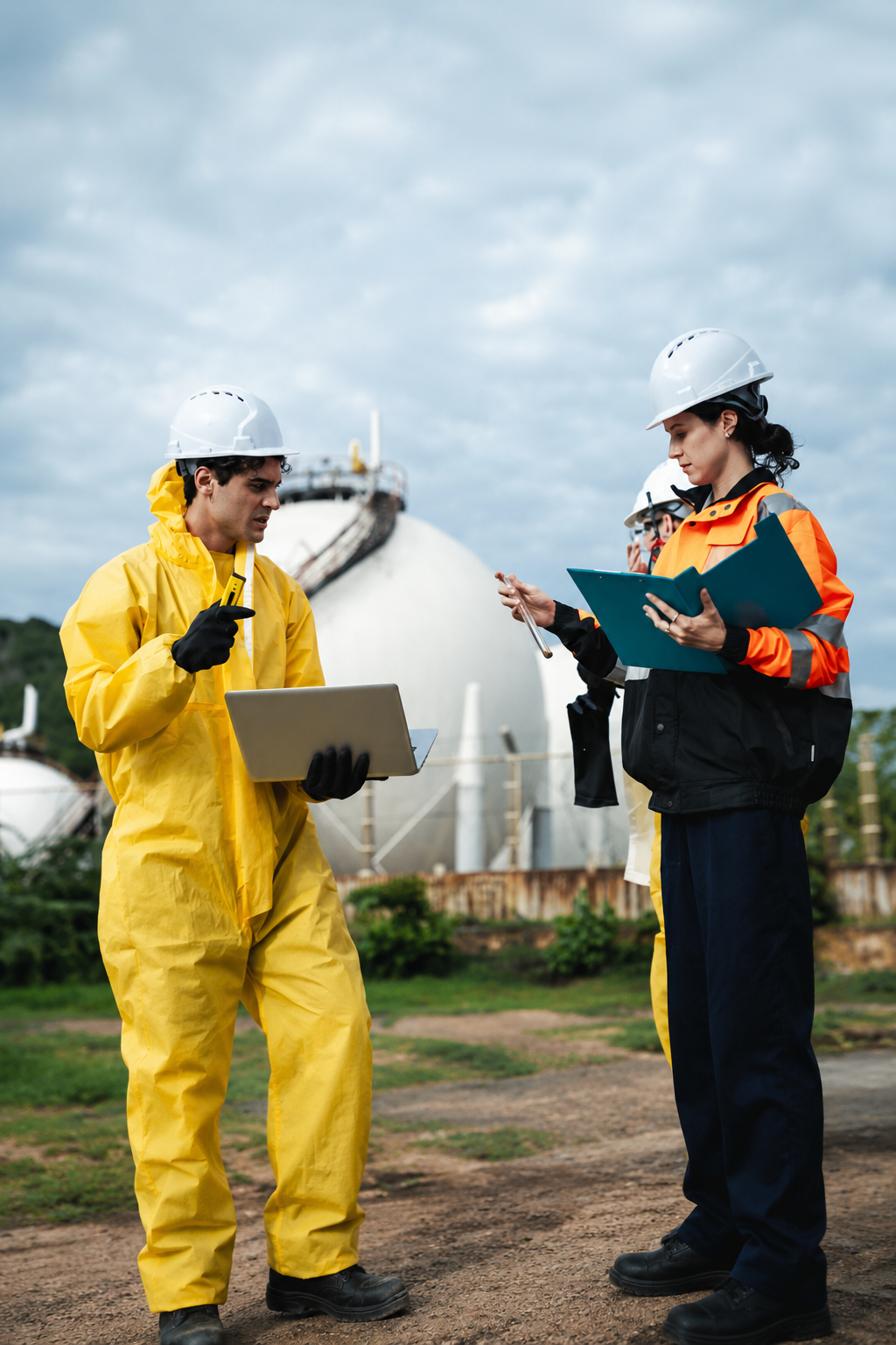 EES team member discussing hazardous waste classification with a customer