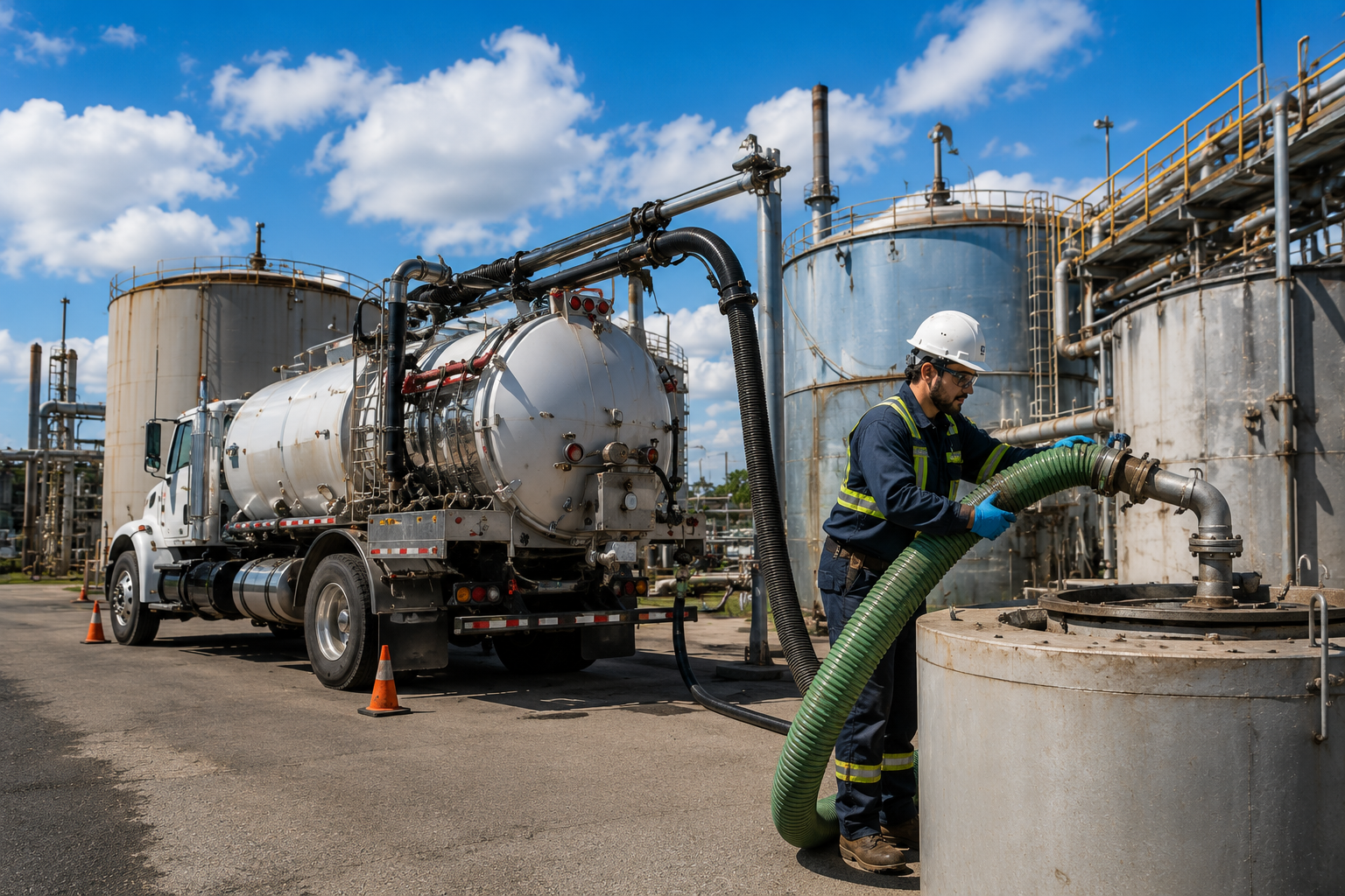 EES vacuum truck at scheduled pickup